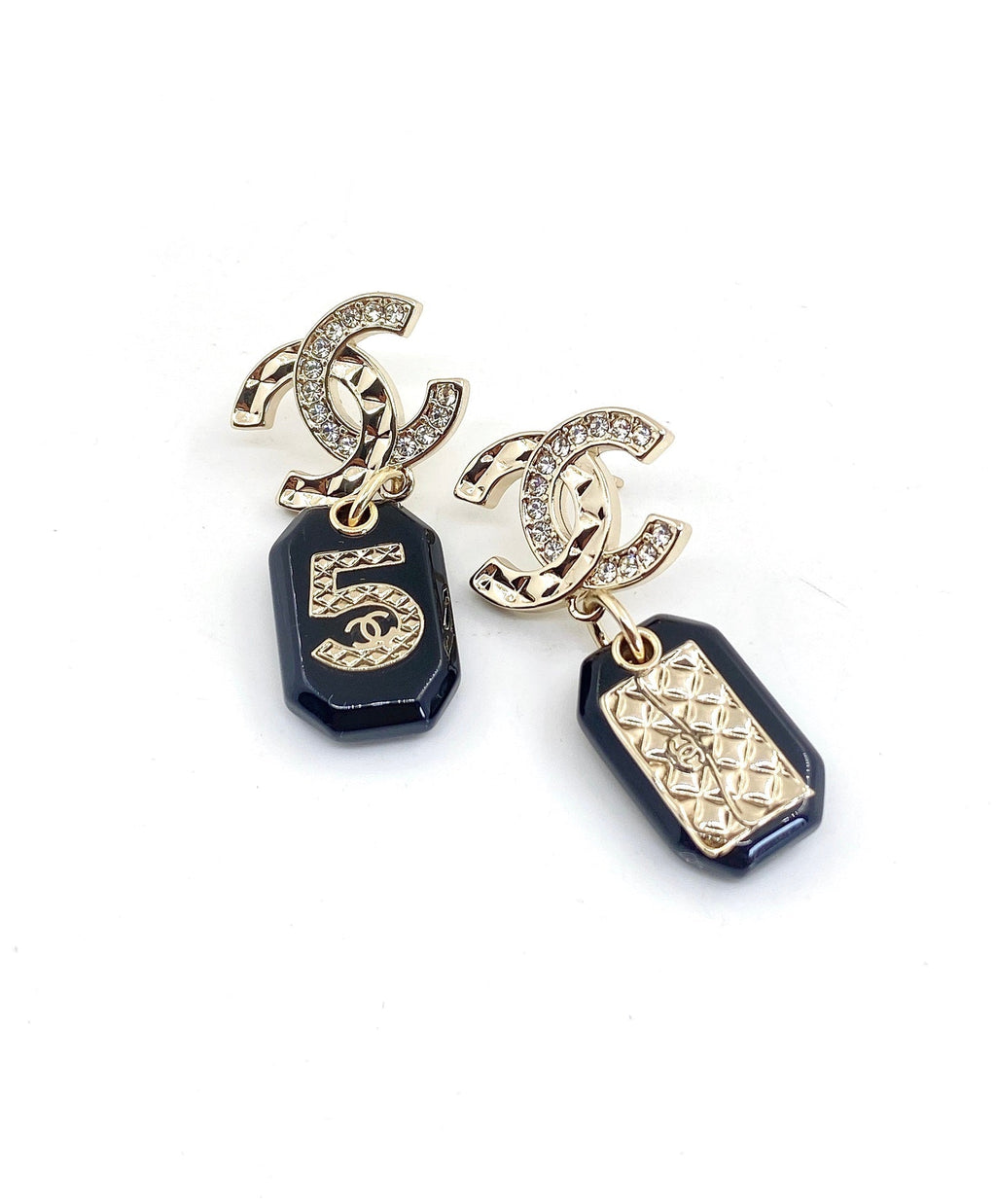 Chanel No.5 Perfume Bottle 18K Gold Earrings