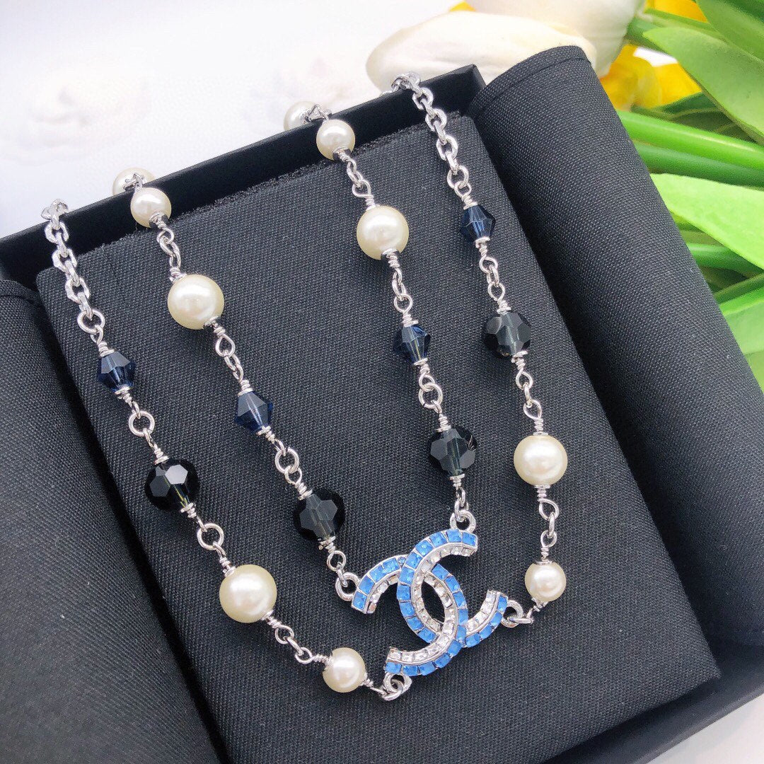 Chanel Blue Resin 18K Gold Necklace