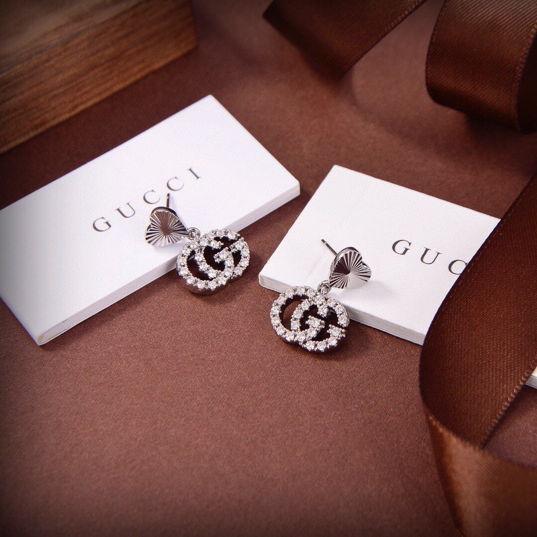 Gucci Double Running 18K Gold Earrings
