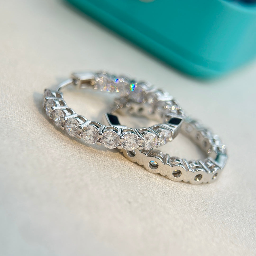 Tiffany Hoop Diamonds 18K Gold Earrings