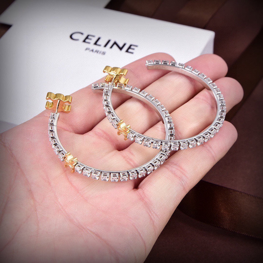 Celine Diamonds Hoops 18K Gold Earrings
