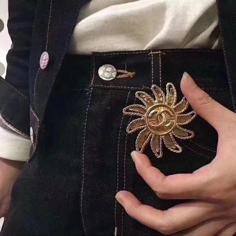 Chanel Sunflower 18K Gold Brooch