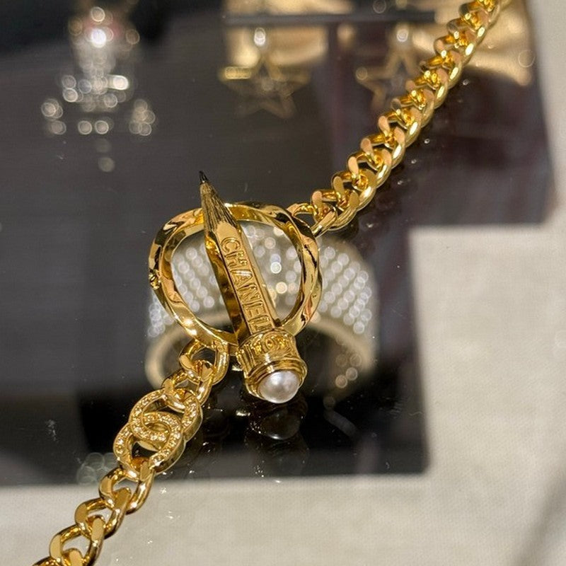 Chanel 25K Pen Choker 18K Gold Necklace