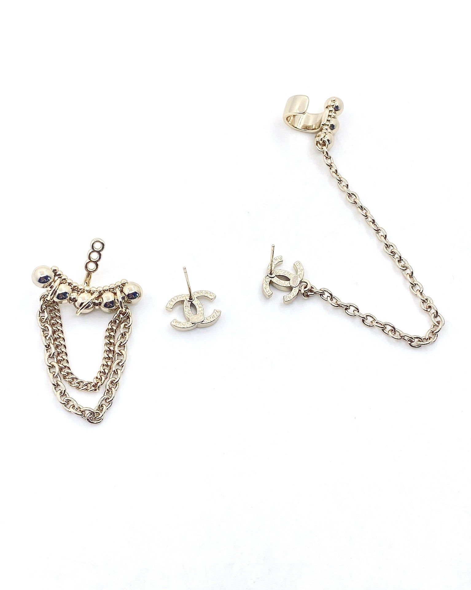Chanel Chain 18K Gold Earrings