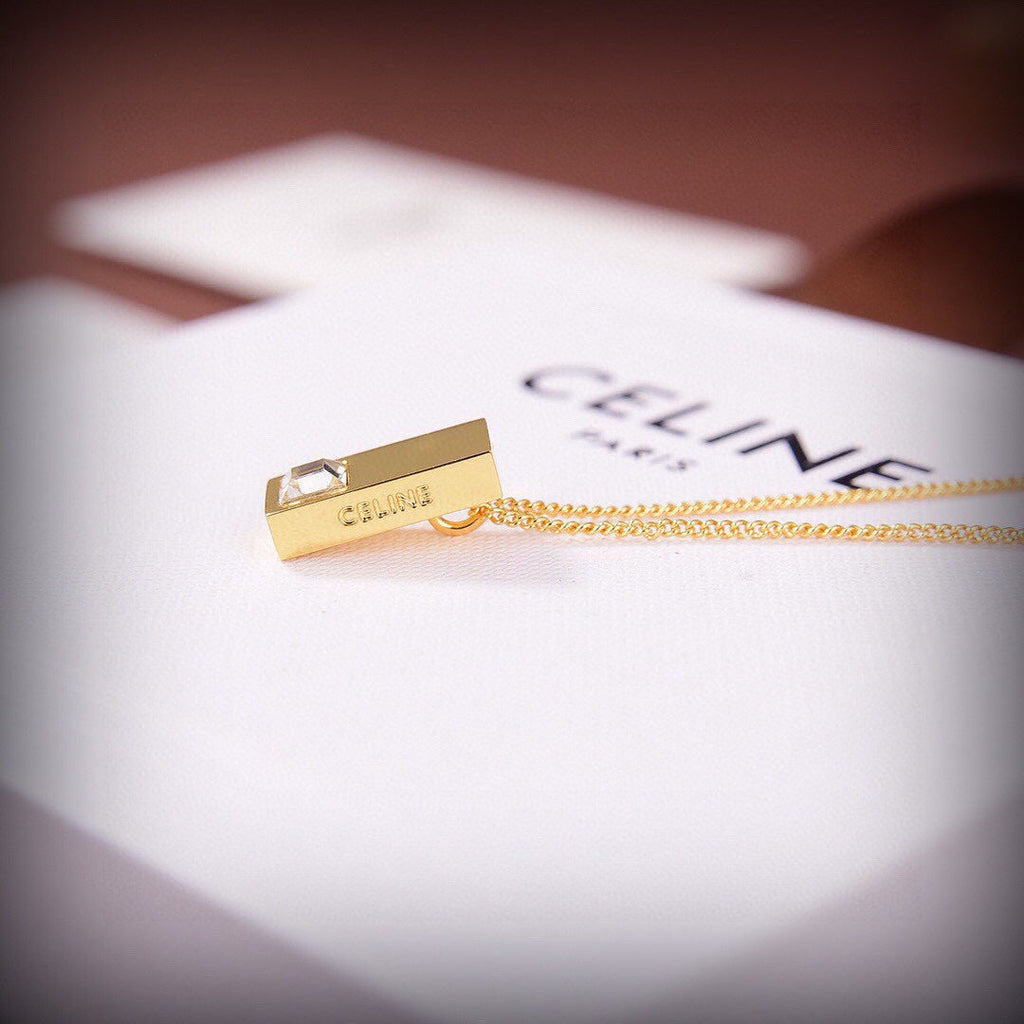 Celine Sentimental Double Square Diamond 18K Gold Necklace