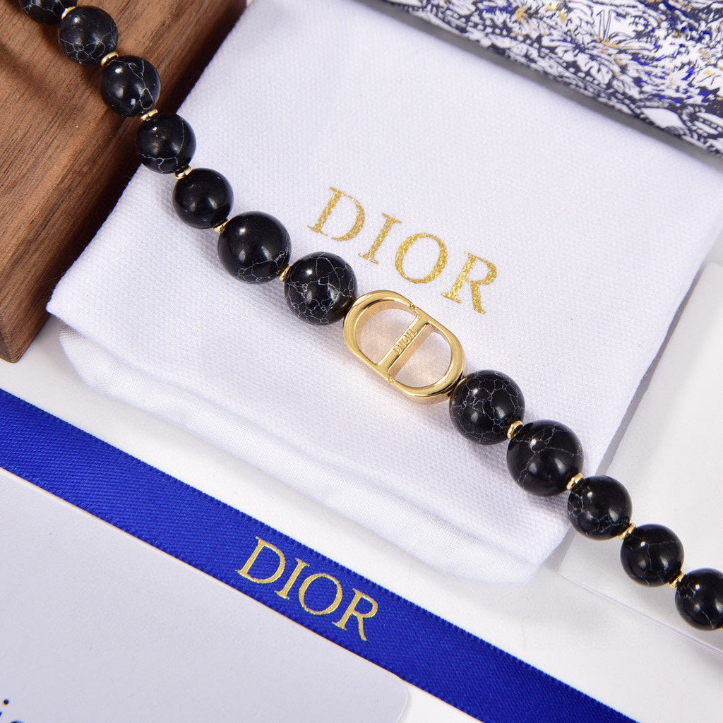 Dior 30 Montaigne Choker Black Pearls 18K Gold Necklace