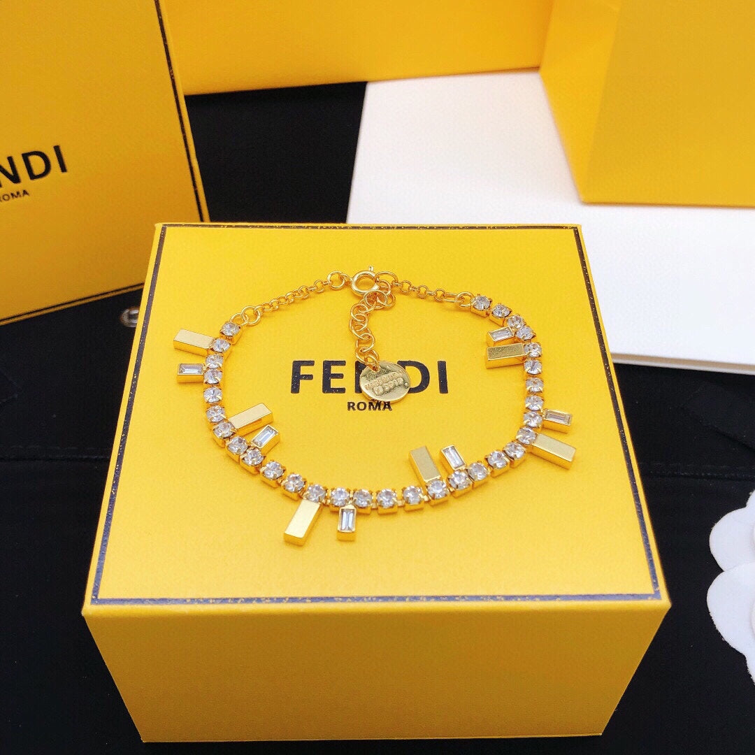 Fendi Is Crystals 18K Gold Bracelet