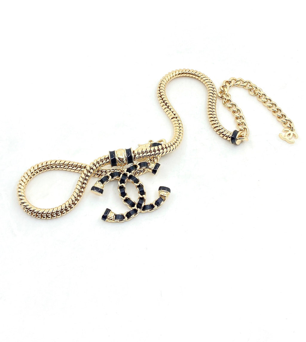Chanel Leather Chain 18K Gold Necklace
