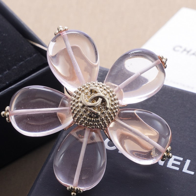Chanel Pink & Purple 18K Gold Brooch