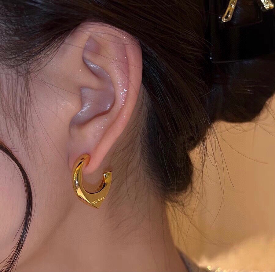 Prada Triangle Open 18K Gold Earrings