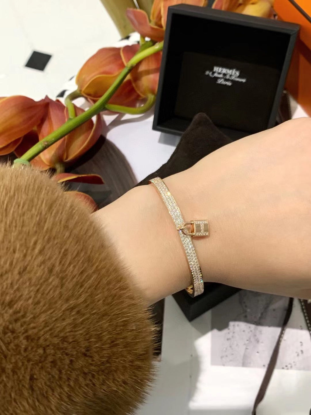 Hermes Kelly Lock Vintage Hermes 18K Gold Bracelet