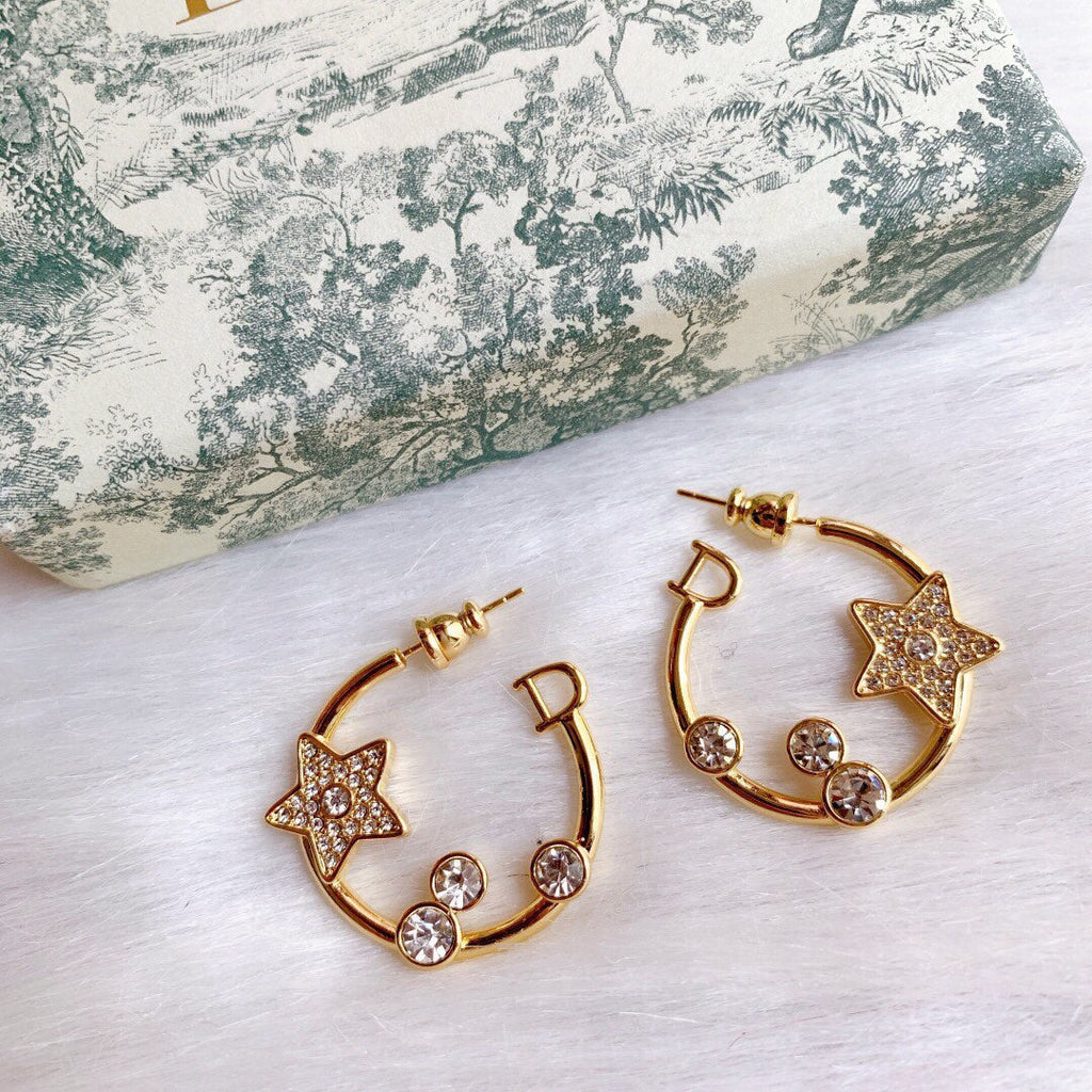 Dior Star Pink Crystals 18K Gold Earrings