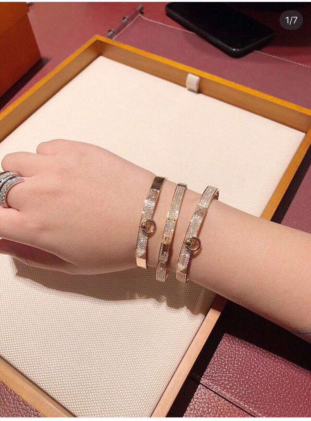 Hermes Collier De Chien Diamond 18K Gold Bracelet