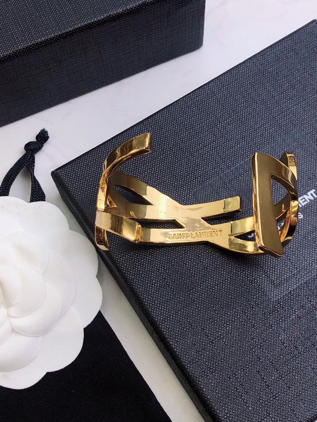 YSL Monogram Cuff 18K Gold Bracelet
