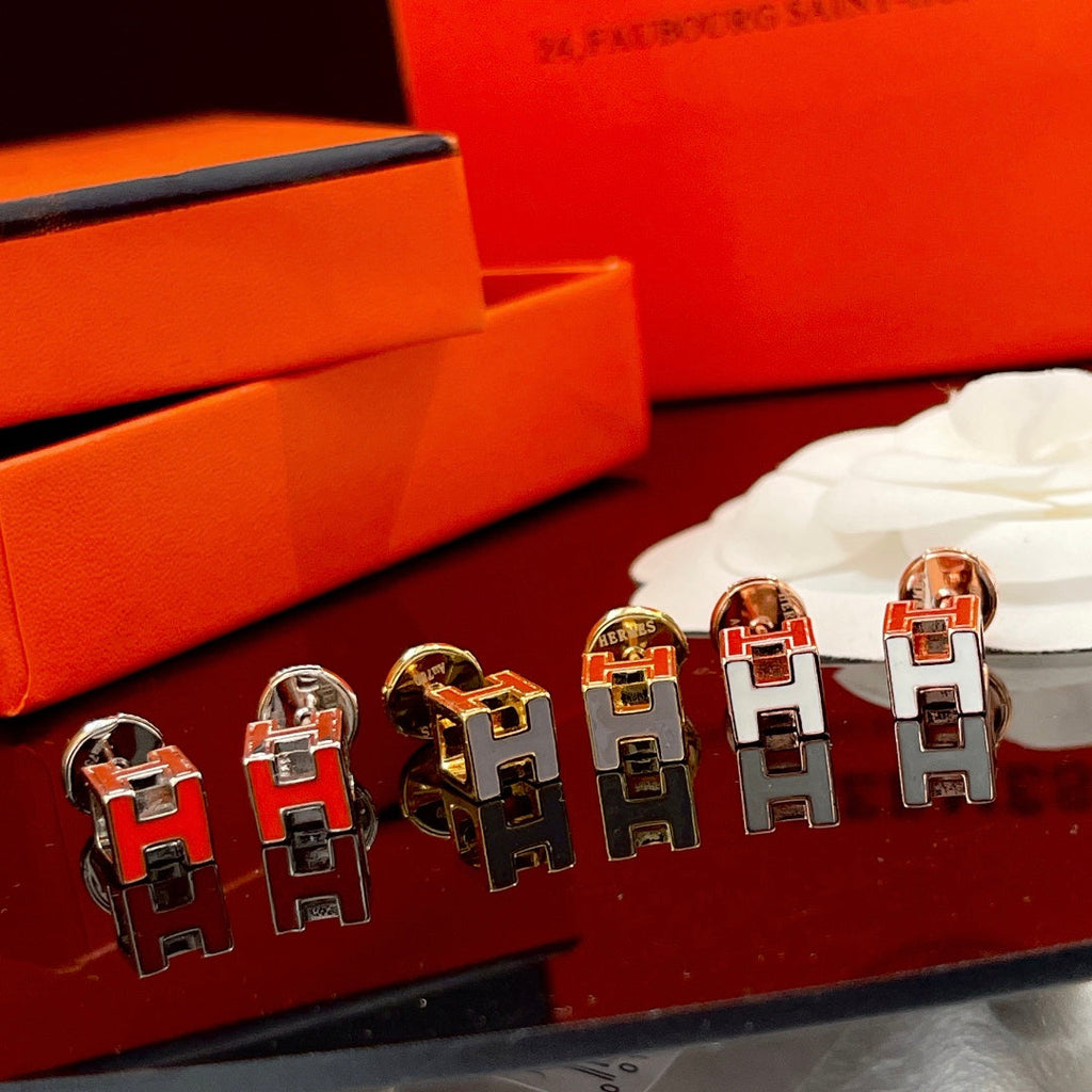 Hermes Cage D'H 18K Gold Earrings