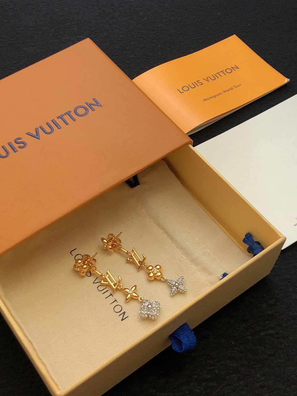 Louis Vuitton Monogram 18K Gold Earrings
