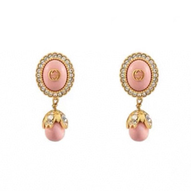 Gucci Double Pink Pearls 18K Gold Earrings