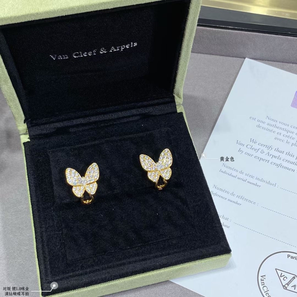 Two Butterfly Diamonds 18K Gold Earrings