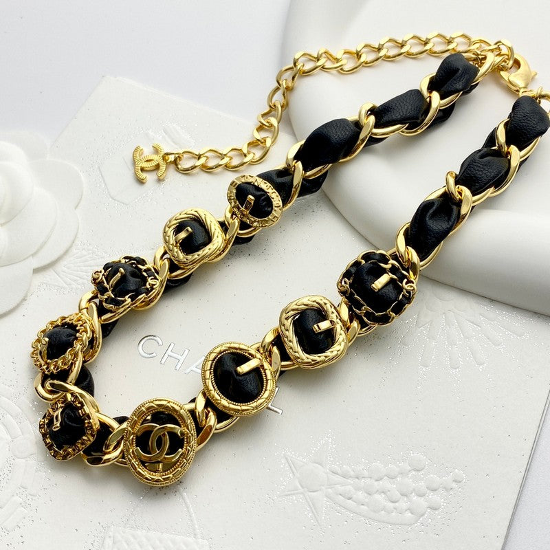 Chanel 2024 Leather 18K Gold Necklace