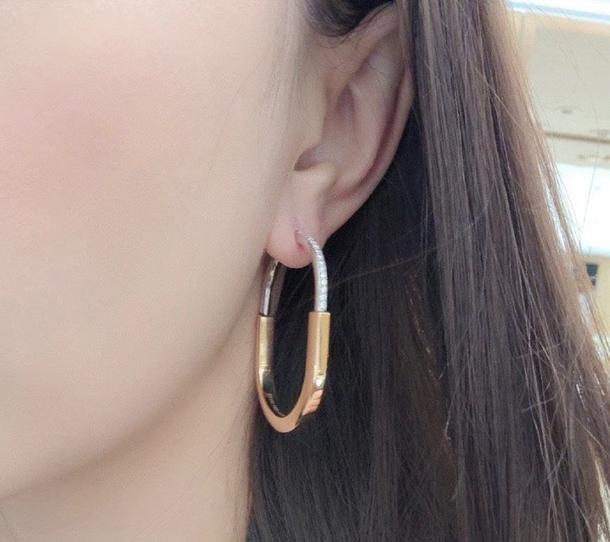 Tiffany Lock Diamond 18K Gold Earrings