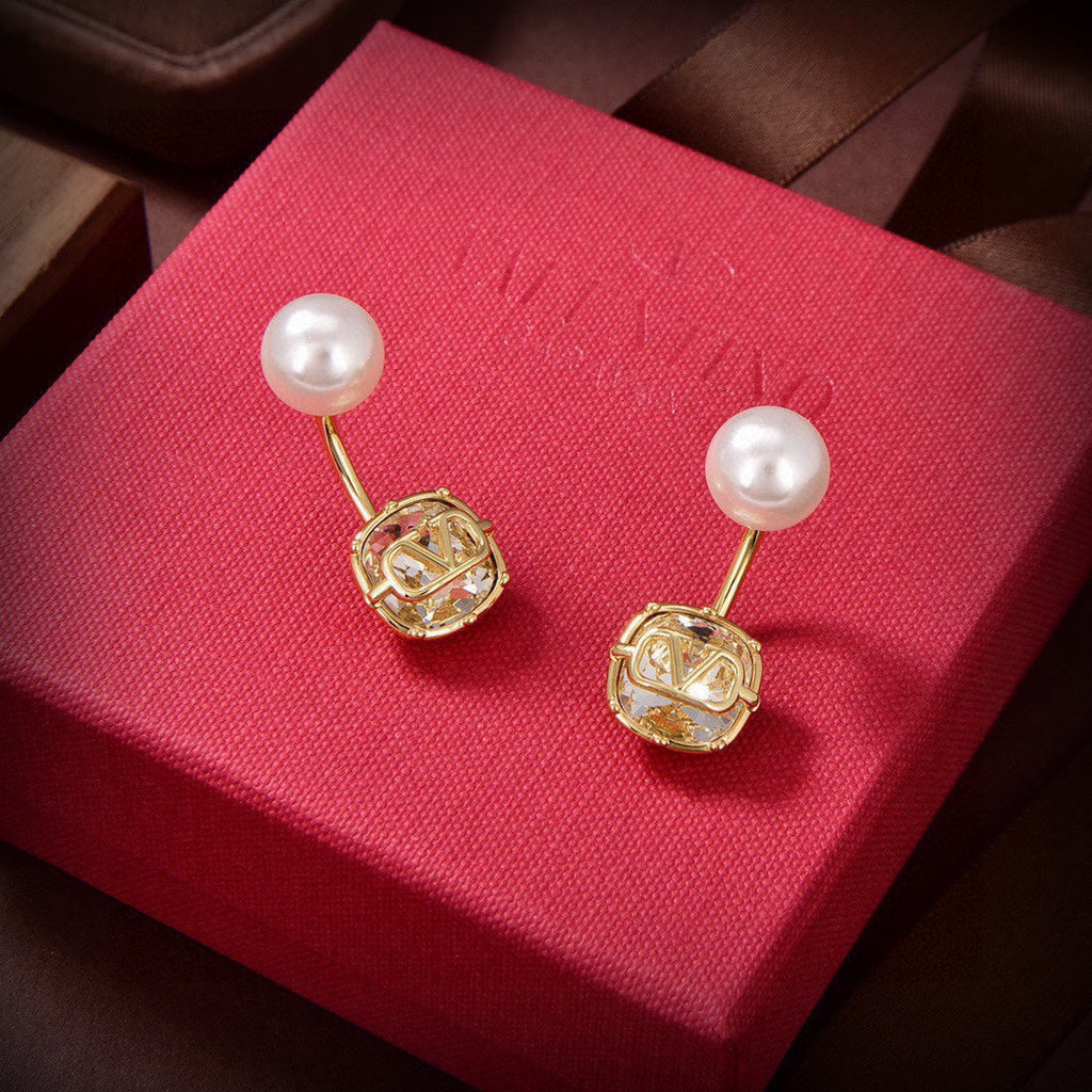 Valentino Crystal 18K Gold Earrings