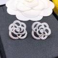 Chanel Camellia Diamond 18K Gold Earrings
