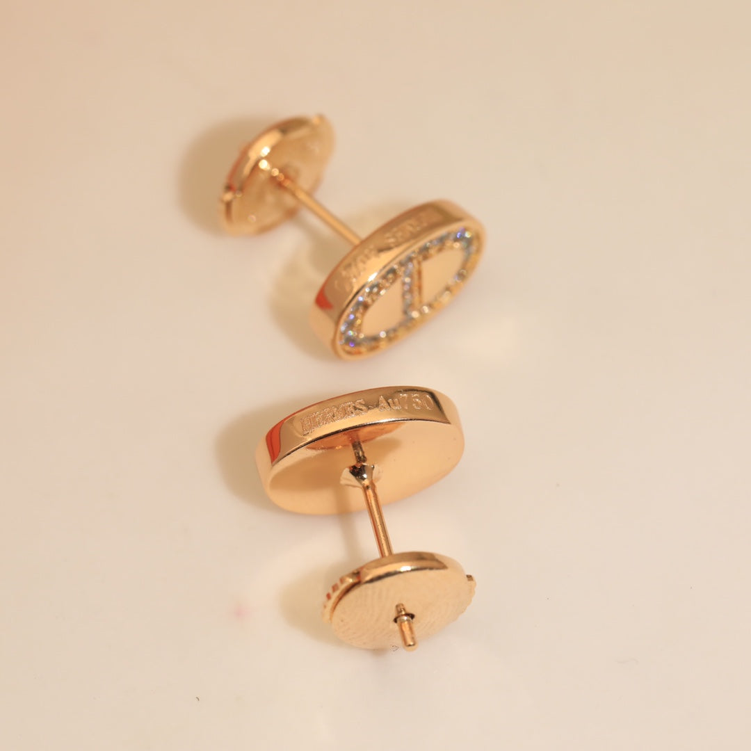 Hermes Mini Farandole Diamond 18K Gold Earrings