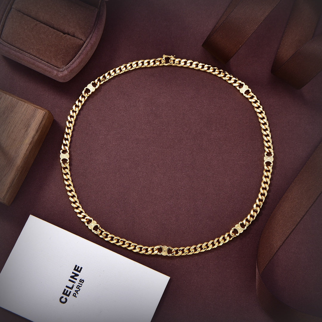 Dior Celine Small Gourmette 18K Gold Necklace