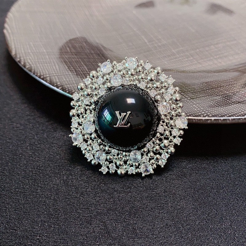 Louis Vuitton Black Ball 18K Gold Brooch
