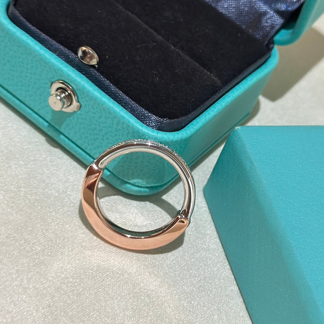 Tiffany Lock Diamond 18K Rose Gold Ring
