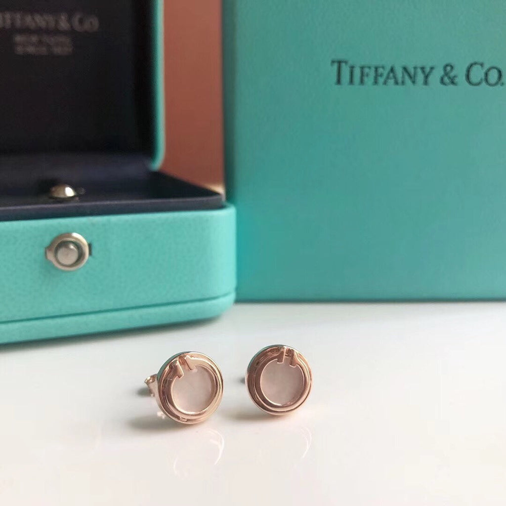 Tiffany Mother-Of-Pearl Circle 18K Gold Earrings