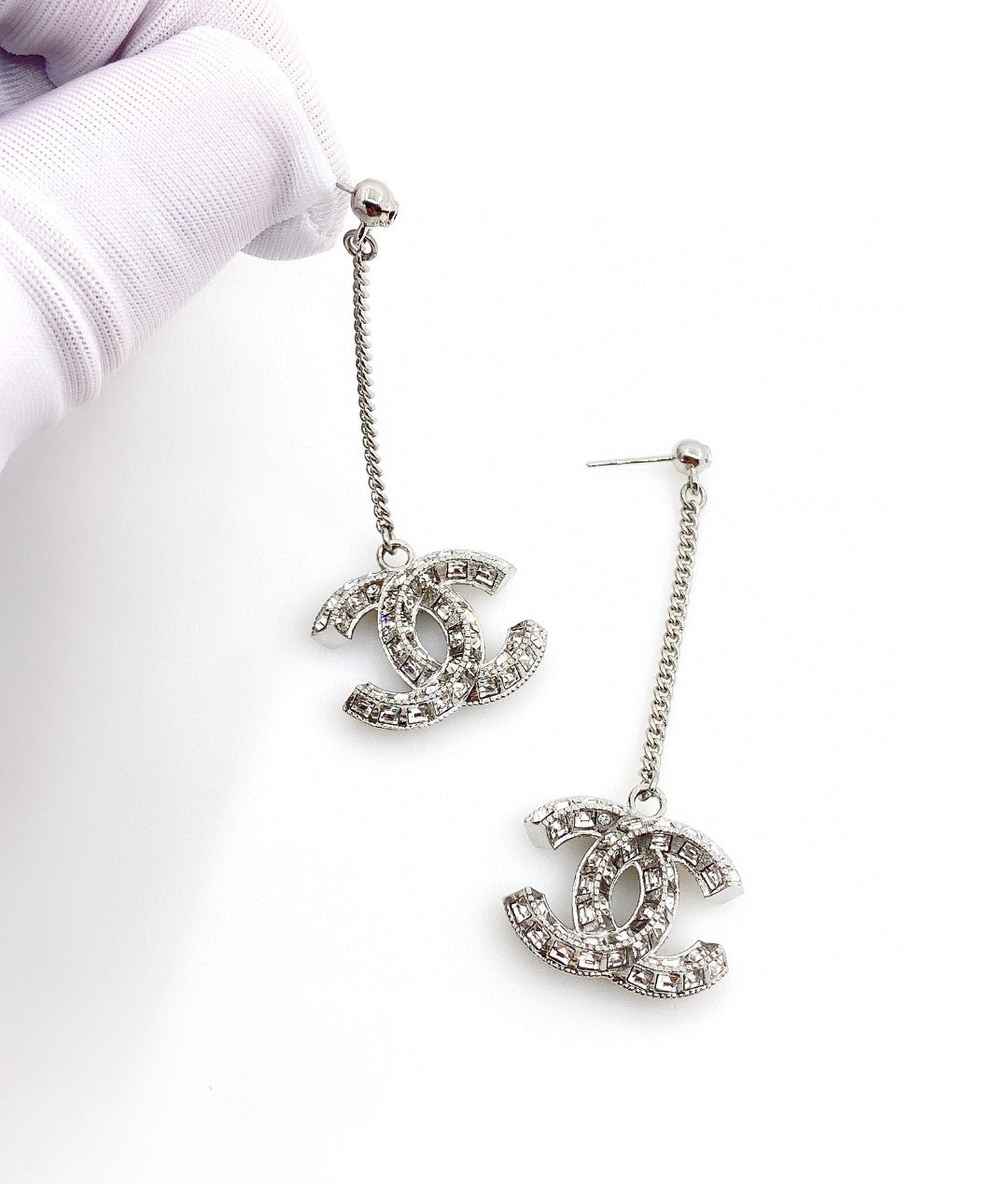 Chanel Long Crystals 18K Gold Earrings