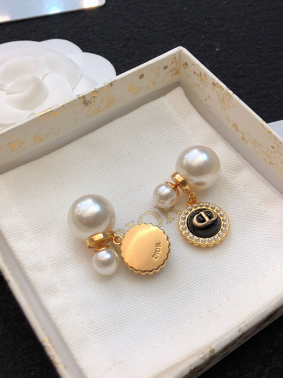 Dior Black Pearls 18K Gold Earrings