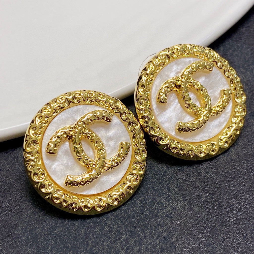 Chanel Crystal 18K Gold Earrings