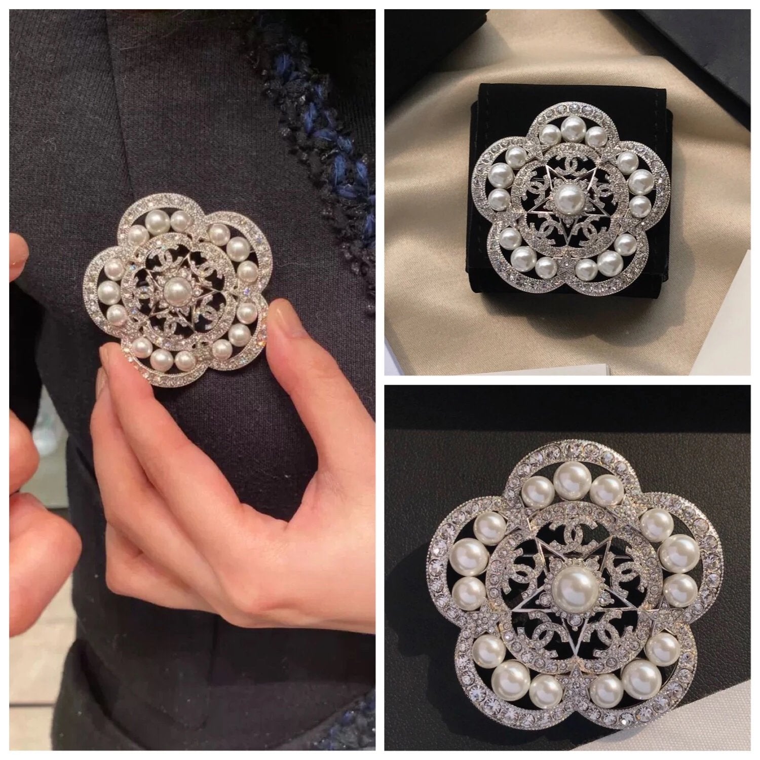 Chanel Camellia Pearls 18K Gold Brooch