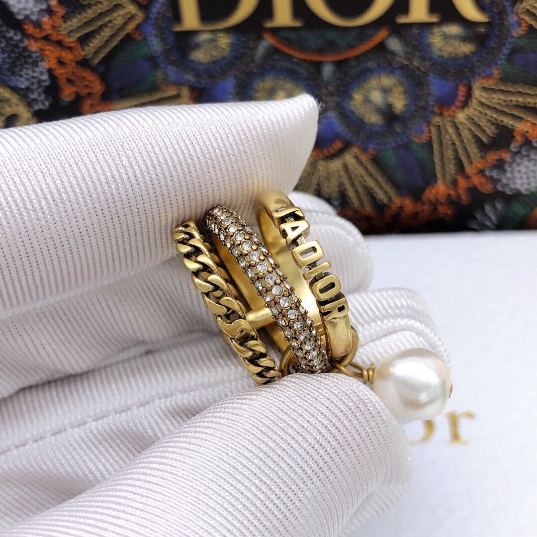 Dior Pearl & Crystal J'Adior 18K Gold Ring