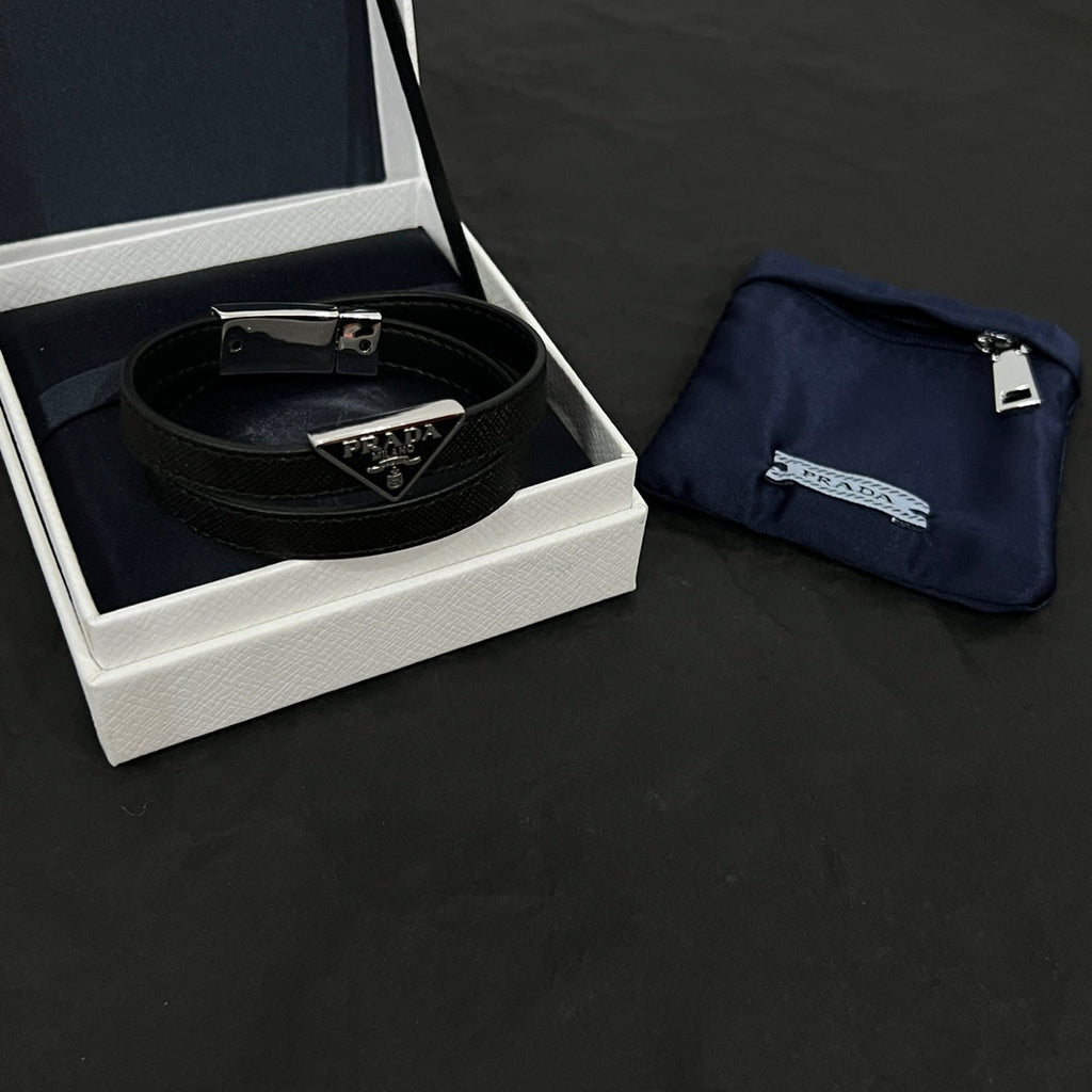 Prada Leather 18K Gold Bracelet