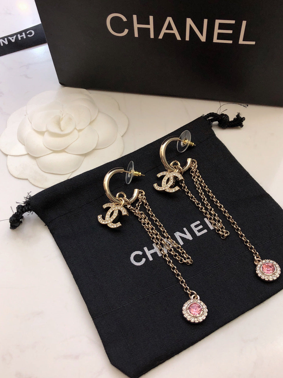 Chanel Tassel Crystals 18K Gold Earrings