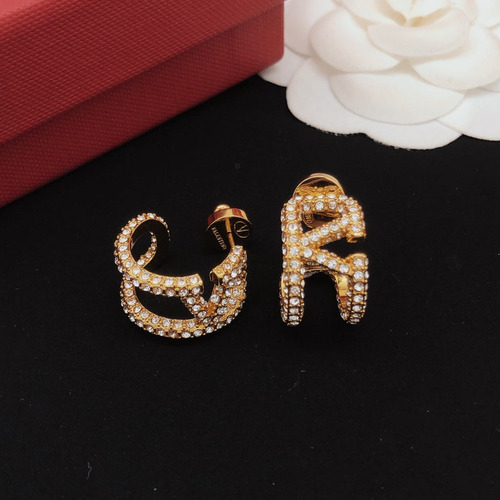 Valentino Diamonds Open 18K Gold Earrings