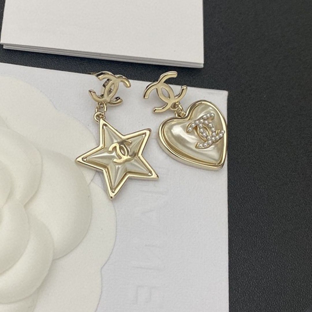 Chanel Heart & Star 18K Gold Earrings