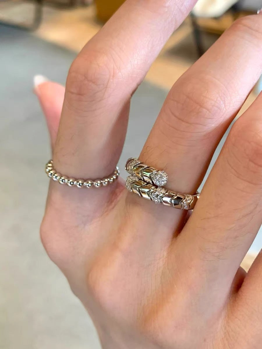 Bvlgari Serpenti Viper Pave Diamond 18K Gold Ring