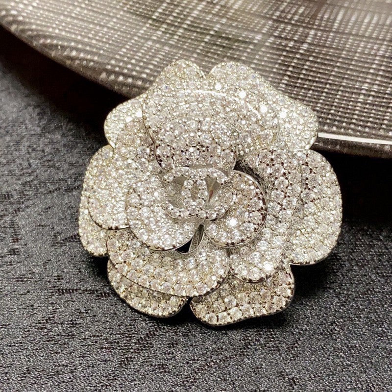 Chanel Full Diamond Camellia 18K Gold Brooch