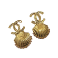 Chanel Shell Pendant 18K Gold Earrings