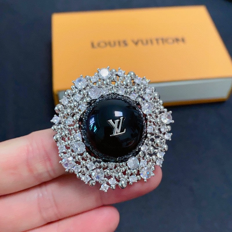 Louis Vuitton Black Ball 18K Gold Brooch
