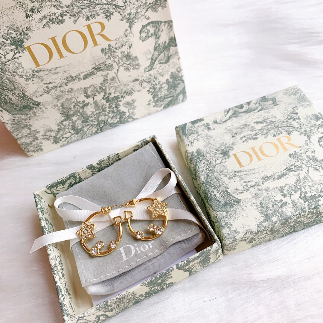 Dior Star Pink Crystals 18K Gold Earrings