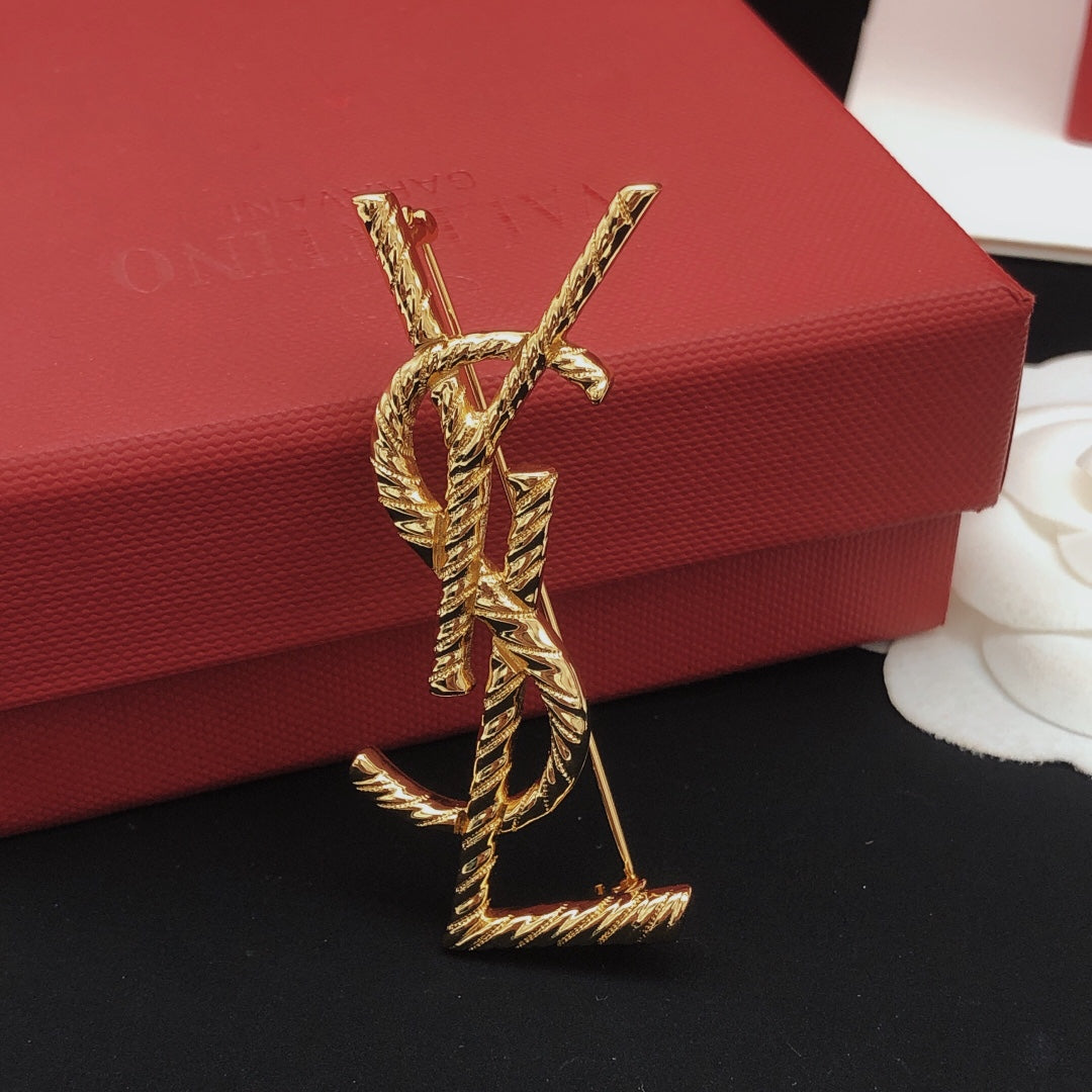 YSL Gold 18K Gold Brooch
