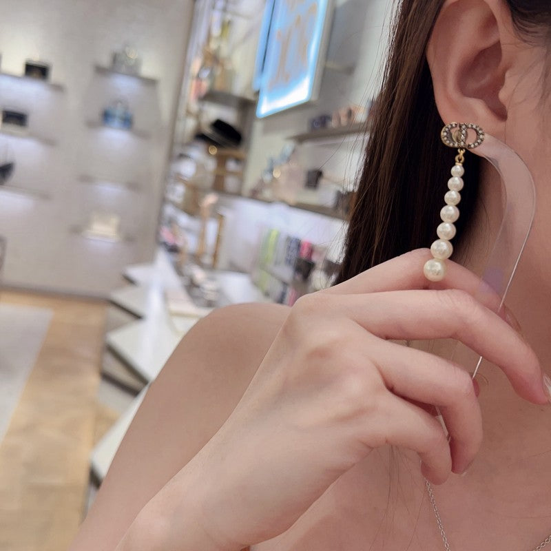 Dior Long Pearls 18K Gold Earrings