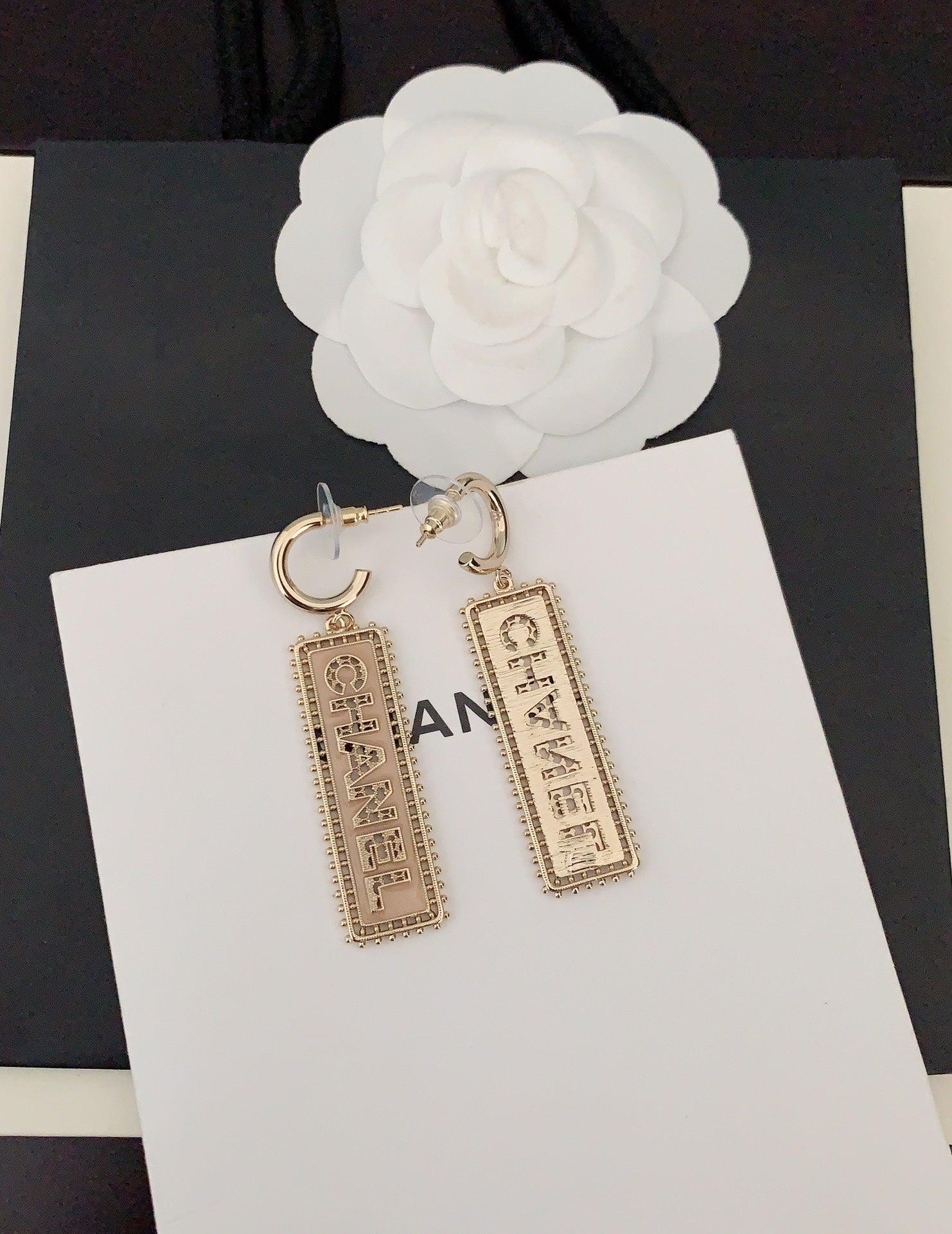 Chanel Typo Drop 18K Gold Earrings