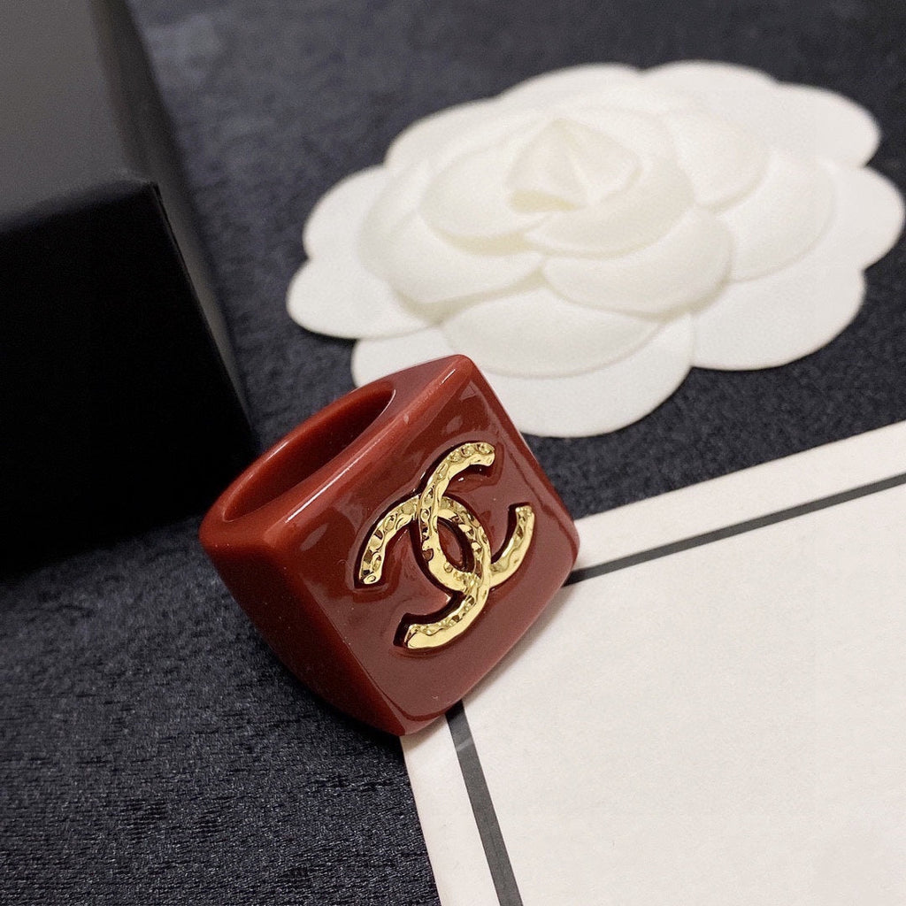 Chanel Vintage Red 18K Gold Ring