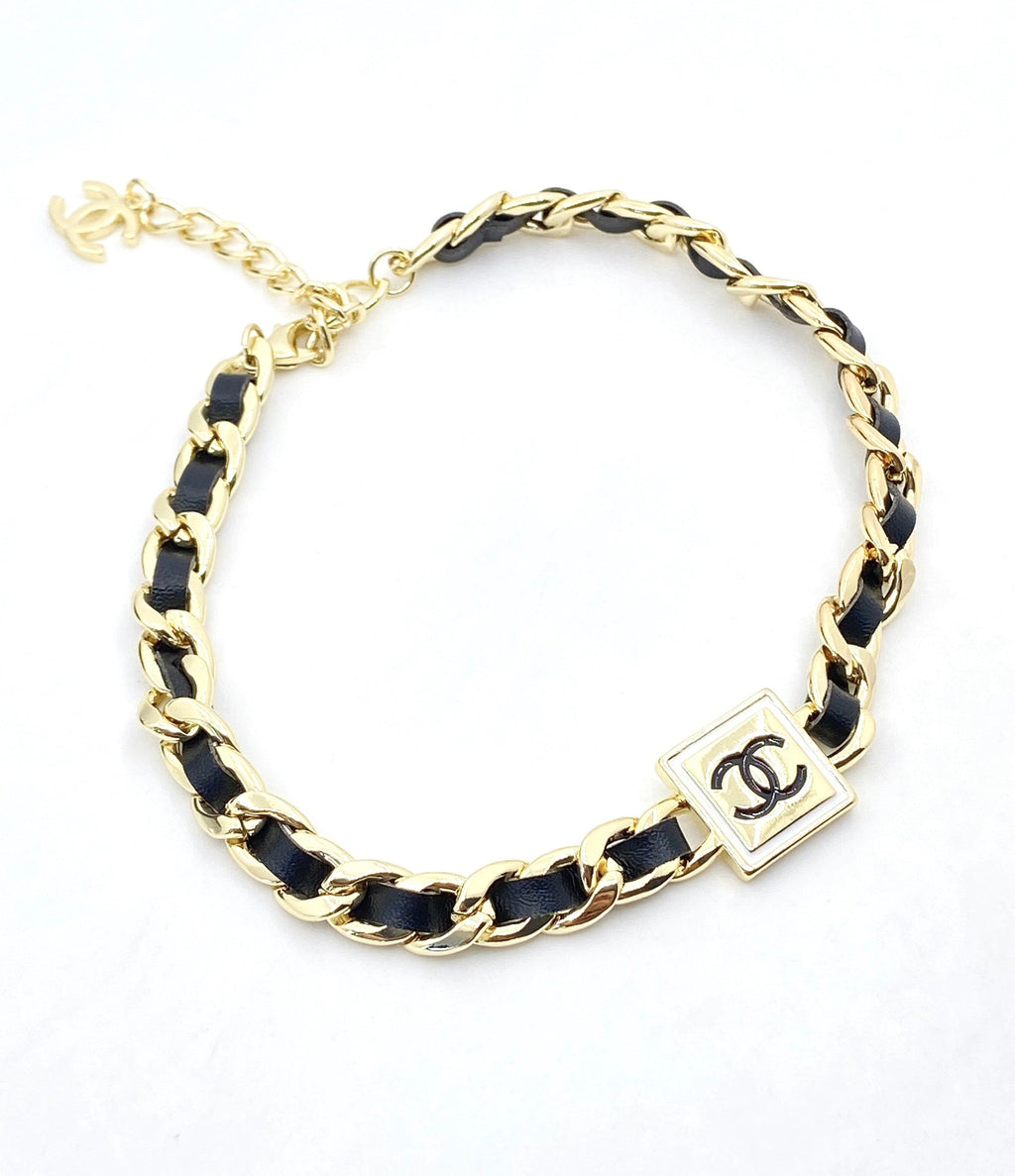 Chanel Leather 18K Gold Necklace